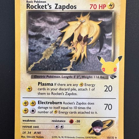 Rocket’s Zapdos 15/132 Pokemon Celebration