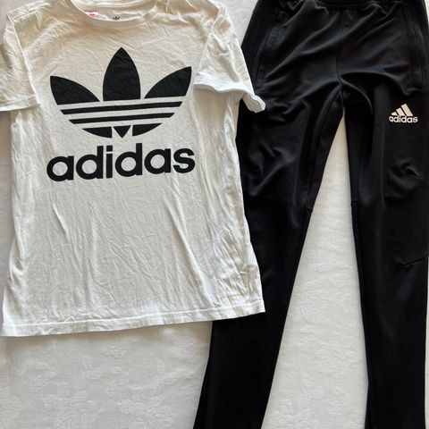 Adidas treningsbukse og t- skjorte dame str xs