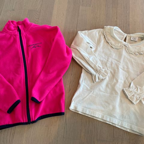 Hust & Claire hvit bluse / genser med krage + rosa fleece 110