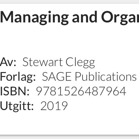 Studie bok: Managing and Organizations