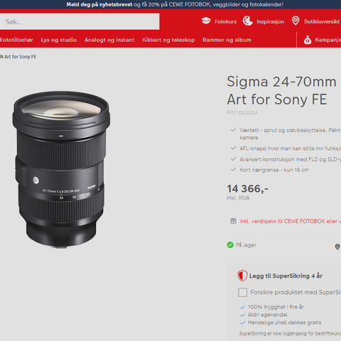 Sigma 24-70mm f/2.8 DG DN Art for Sony FE