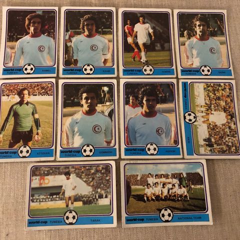Tunisia - 10 stk Fotball VM 1978 Hanna’s Monty Gum fotballkort