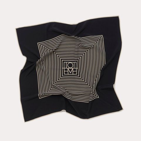 NY - TOTEME - Centered monogram silk scarf black