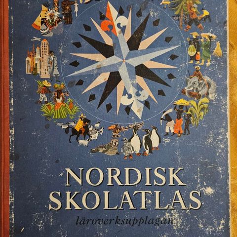 Nordisk Skoleatlas utgitt 1963 + stort reklameark for Silja Line