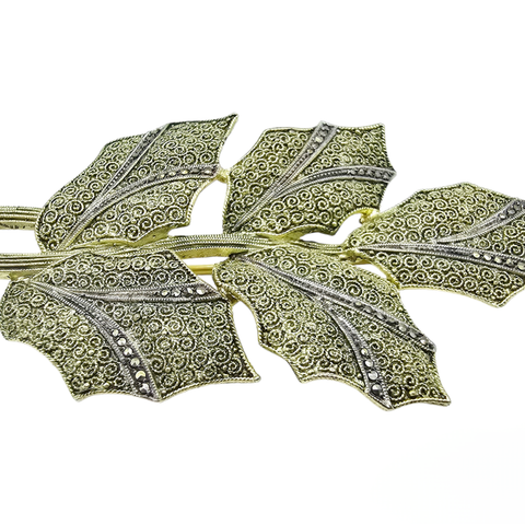 Vintage design nål fra "Fahrner" med markasitter i forgylt 925 sølv