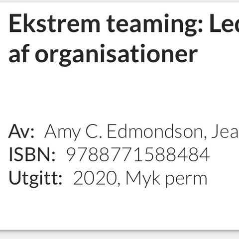 Studie bok: Ekstrem teaming. Ledelse på tvers af organisationer