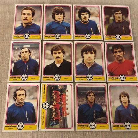 Spania  - 12 stk Fotball VM 1978 Hanna's Monty Gum fotballkort