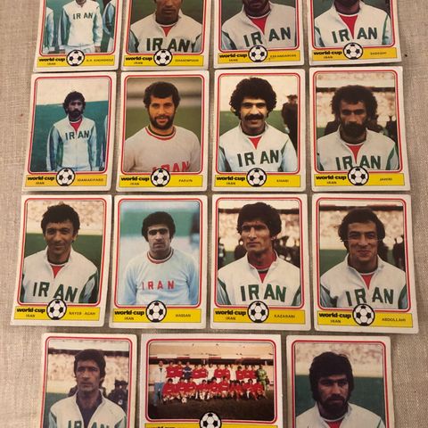 Iran - 15 stk Fotball  VM 1978 Hanna`s Monty Gum fotballkort