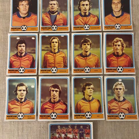 Nederland - 13 stk Fotball VM 1978 Hanna’s Monty Gum fotballkort