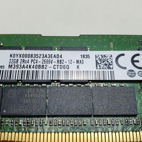 128GB (4x32GB) 2666Mhz PC4 Ecc Registered Dual Rank