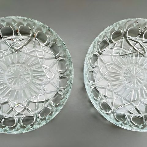 2 skåler fat i glass Frankrike vintage retro 14 cm samlet pris