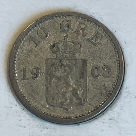 10 øre 1903 sølv kong Oscar II