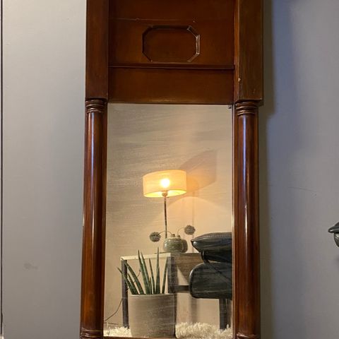 Antikk speil i mahogny - original speilflate
