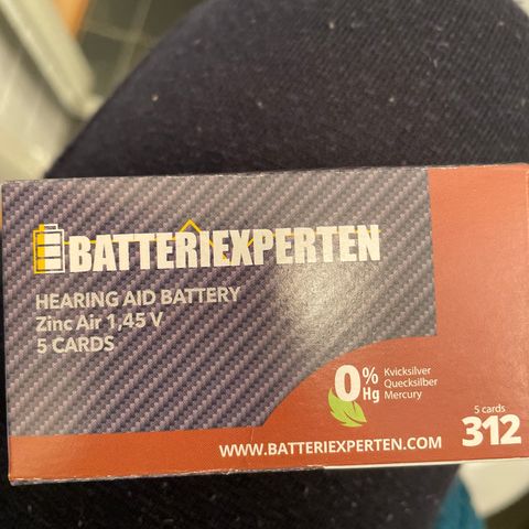 Batteri 312 til høreapparat