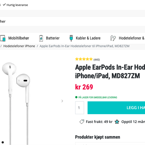 Apple ørepropper med aux