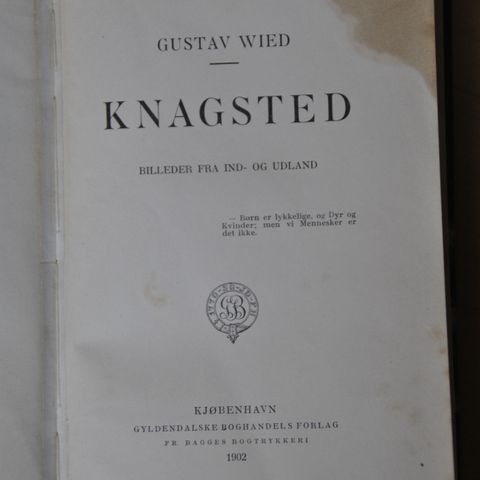 KNAGSTED : Gustav Wied. Utgitt 1902