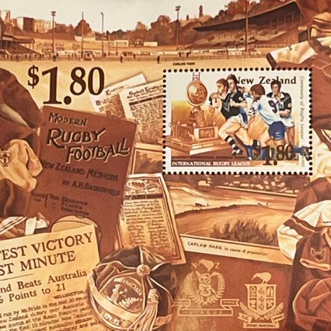 NEW ZEALAND - Centenary of Rugby League (1995) - Postfriskt miniark