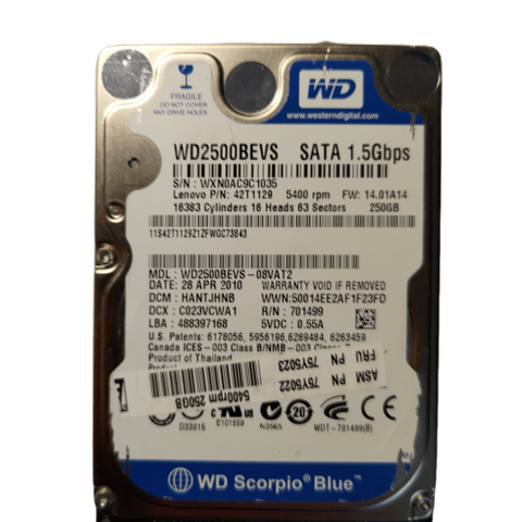 "Retro" Western Digital Scorpio Blue 2,5" SATA Harddisk