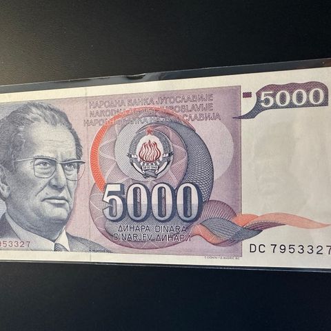 Jugoslavia 5000 Dinara 1985, usirkulert kvalitet (563 AD)