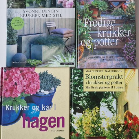 Frodige krukker og potter. Krukker med stil. Blomsterprakt.  Pris  45,- til 90,-