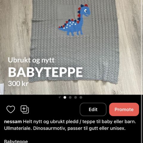 Nytt og ubrukt ullpledd til baby / barn