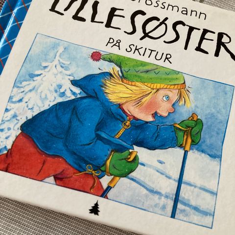 Lillesøster på skitur.  Kari Grossmann