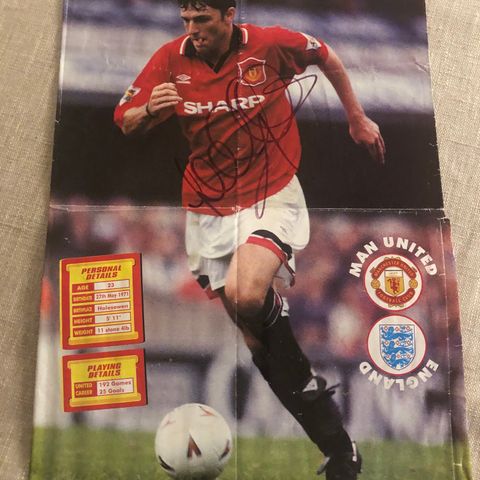 Manchester United - Lee Sharpe signert poster