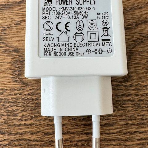 Strømforsyning / Power supply. 24 volt 0,13A 3W IKEA