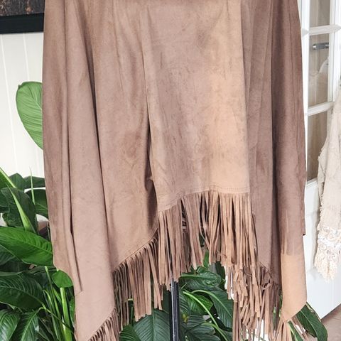 Poncho i beige "semsket", one size