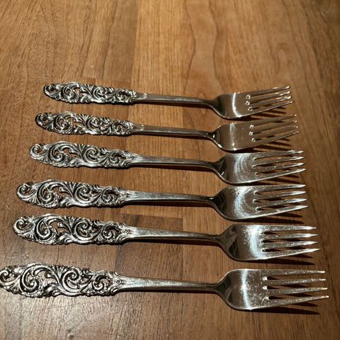 6 sølv gafler i Telesølv, 19 cm