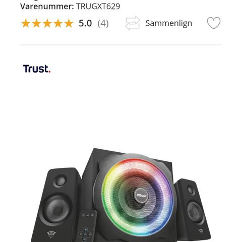 Trust GXT 629 Tytan 2.1 RGB høyttalersett med ulike lyseffekter