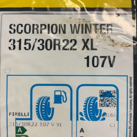 Pirelli scorpion winter 2stk 315/30-R22 og 2 stk 285/35-R22