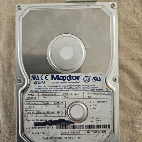 Vintage Maxtor IDE HDD  Model 83209D5 3,5" 3GB