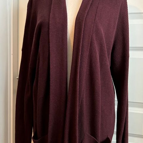 Abercrombie and Fitch sjalskrage cardigan burgunder lite brukt large dame