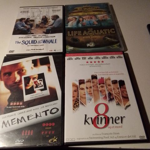 Memento- 8 Kvinner- Squid abd the Whale- Life Aquatic- Snow White & The Huntsman