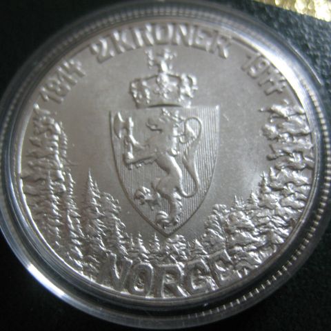 2 kr 1914 Jubileumsmynt Mor Norge i kapsel sølv kv 01