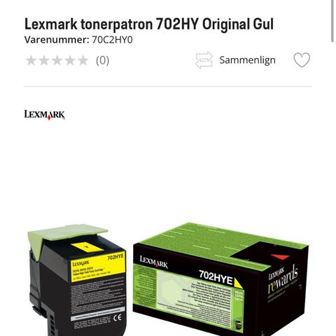 Lexmark tonerpatron 702HY Original Gul.