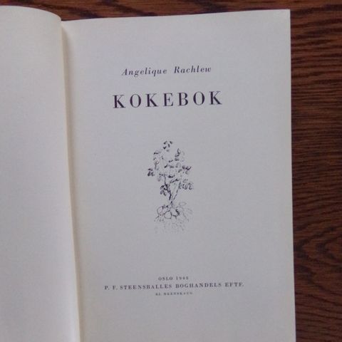 "Kokebok" - Angelique Rachlew (utgitt i 1948)