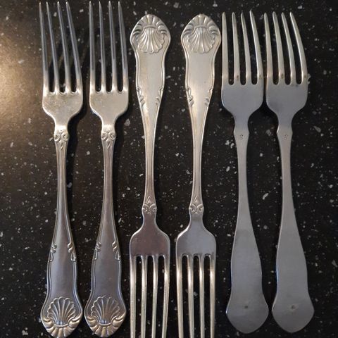 Antikke gafler i sølvplett - Sender gjerne