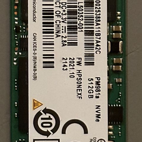 Helt ny HARDDISK 512 GB PCIe NVME TLC M.2 Internal SSD