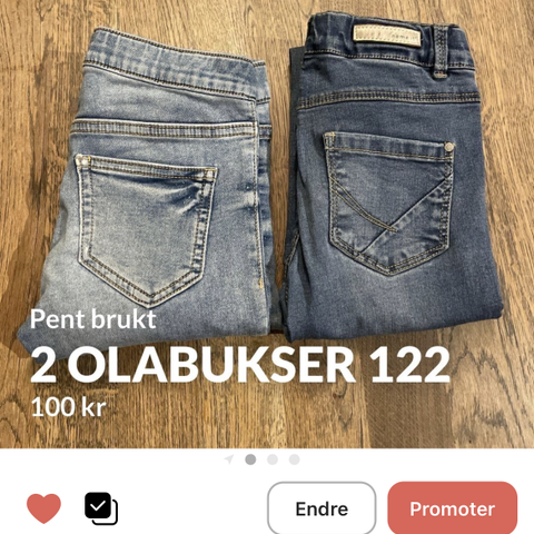 2 olabukser , pent brukt 122