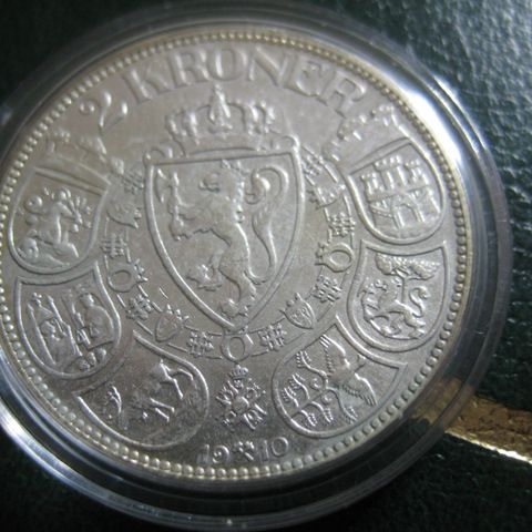2 Kr Haakon 1910 sølv i kapsel