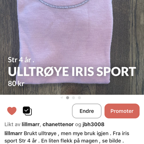 Ulltrøye iris sport Str 110 4 år .