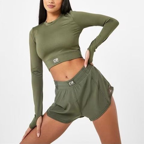 USA Pro x Courtney Black Sculpt Long Sleeve Crop Top