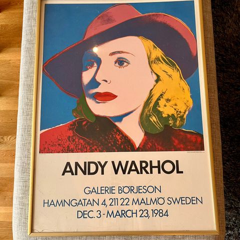 Andy Warhol ‘With Hat" silkscreen poster from the Ingrid Bergman Portfolio
