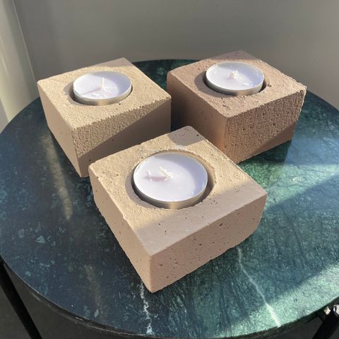 lysestake i betong 3 stk / concrete candle holder 3 stk