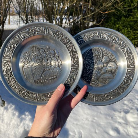 Pewter Norway juletallerken 1989 og 1991