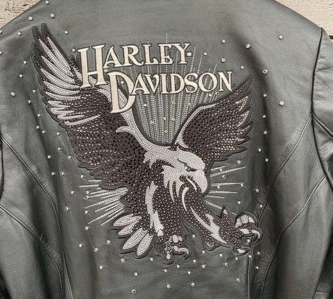 Harley-Davidson Dame DAZZLE Skinnjakke Rhinestones Eagle, Large