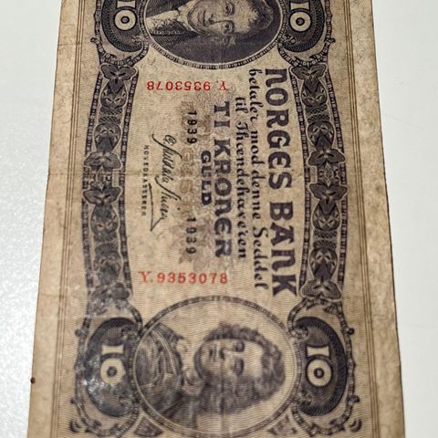 1939. Seddel 10kr Y