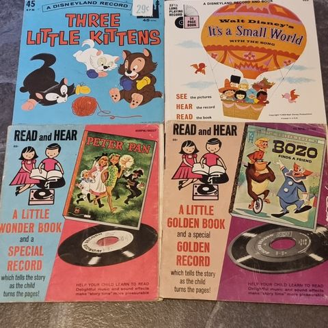 Disney LP + lesebok m.fl.